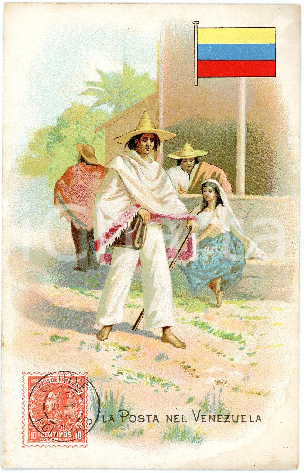 1920 ca MILANO Posta nel VENEZUELA Pubblicità LYSOFORM Brioschi - Cartolina  Cartolina postale d'epoca, non viaggiata. FAIR/discreto Smussature agli angoli Formato: FP originale e autentica 1