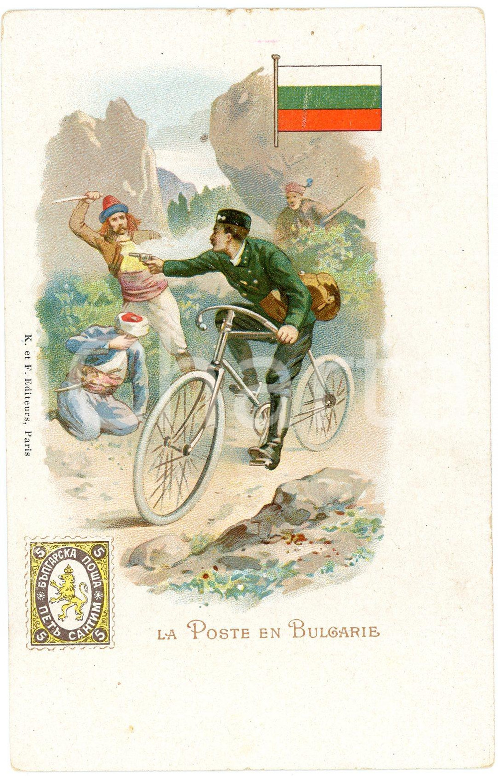 1900 ca BULGARIE La poste en Bulgarie - Carte postale ILLUSTRÉE FP NV  Cartolina postale d'epoca, non viaggiata. FAIR/discreto Lievi smussature agli angoli Formato: FP originale e autentica 1