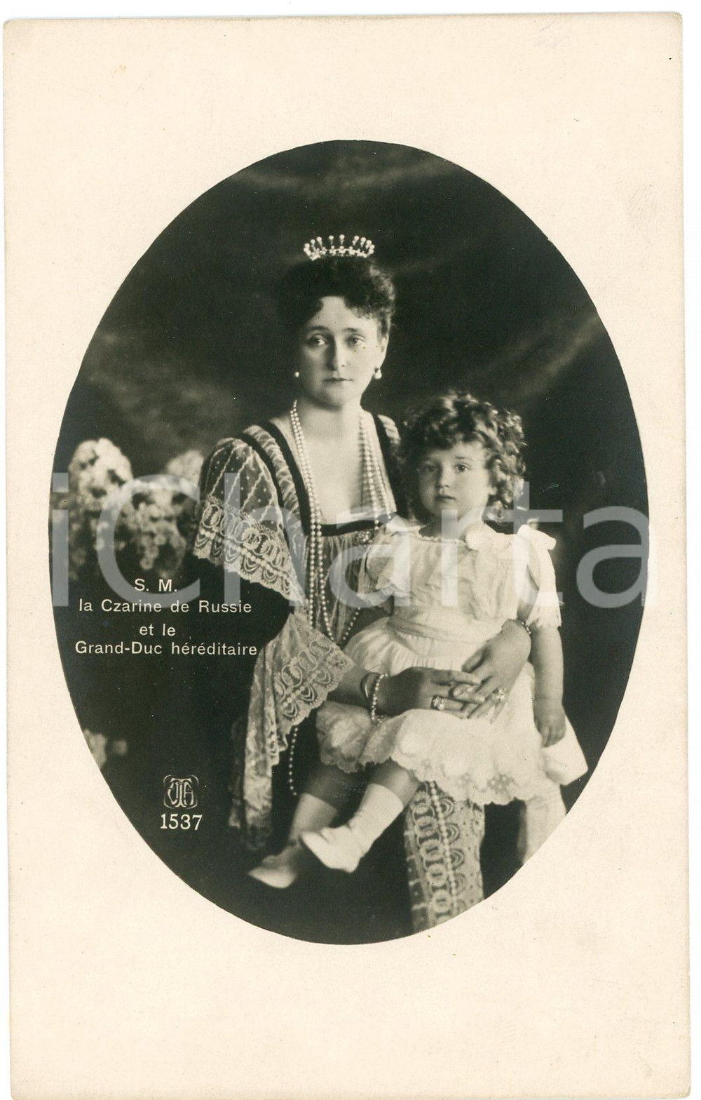 1910 ca HOUSE OF ROMANOV Czarine de Russie et Grand-Duc héréditaire - Postcard Cartolina postale d'epoca, non viaggiata. FAIR/discreto Lievi smussature agli angoli Formato: FP originale e autentica 1