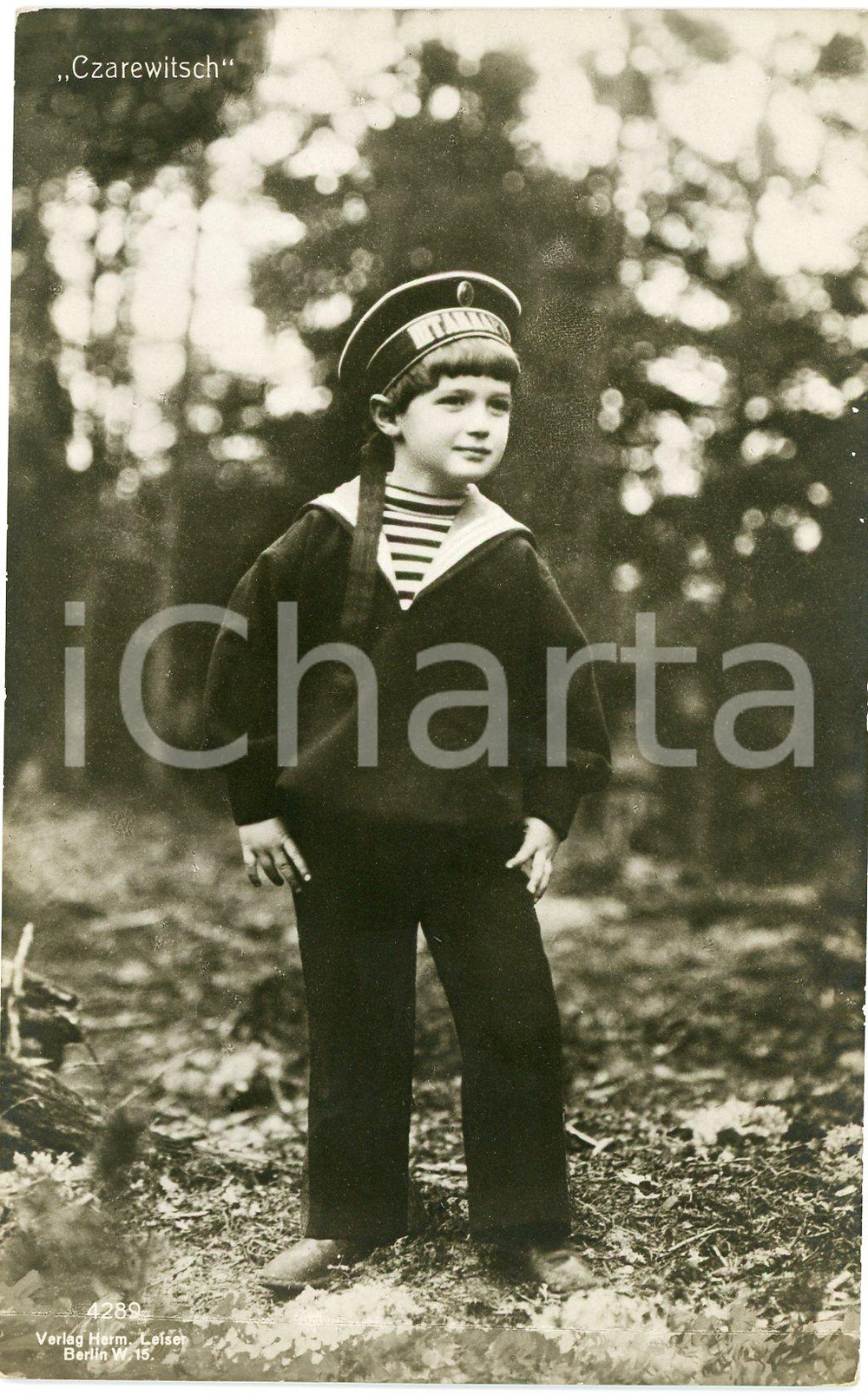 1910 ca  HOUSE OF ROMANOV Tzarevitch Alexei Nikolaevich as sailor - Postcard FP Cartolina postale d'epoca, non viaggiata. FAIR/discreto Lievi smussature agli angoli Formato: FP originale e autentica 1