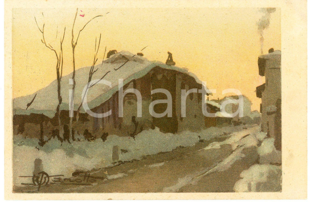 1920 ca Artista Ulderico MAROTTO Paesaggio innevato - Cartolina FP NV  Cartolina d'epoca, non viaggiata. FAIR/discreto Lievi smussature agli angoli Formato: FP originale e autentica 1