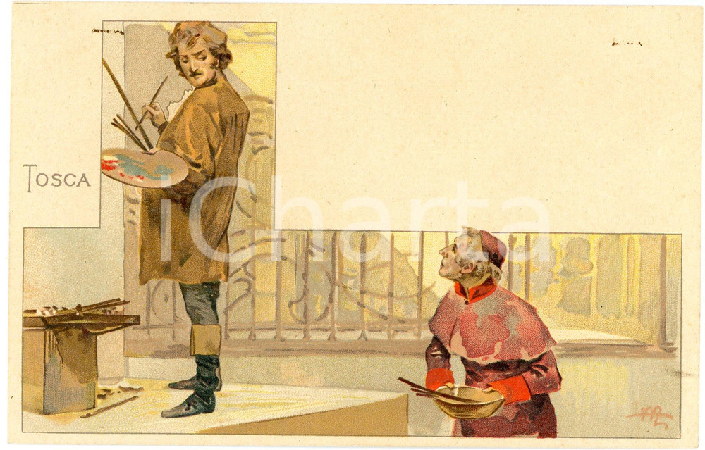 1900 ca TOSCA di Giacomo PUCCINI - Cartolina Illustrata FP NV  Cartolina postale d'epoca, non viaggiata. VERY POOR/gravemente danneggiato Lievi smussature agli angoli, carta lenta, distacco parziale degli strati di carta Formato: FP originale e autentica 1