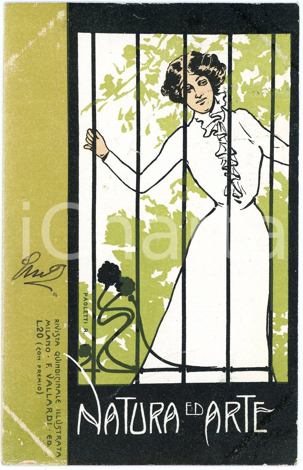 1902 Rivista NATURA E ARTE - Cartolina ill. R. PAOLETTI - DANNEGGIATA  Cartolina postale d'epoca, viaggiata. POOR/danneggiato scoloriture agli angoli Formato: 9x14 cm originale e autentica 1