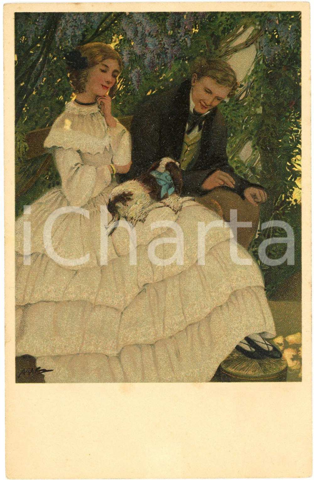 1910 ca Artist Ethel FRANKLIN BETTS Romantic couple - M.M. Vienne ^Postcard 291  Cartolina postale d'epoca, non viaggiata. GOOD/buono  Formato: 9x14 cm originale e autentica 1