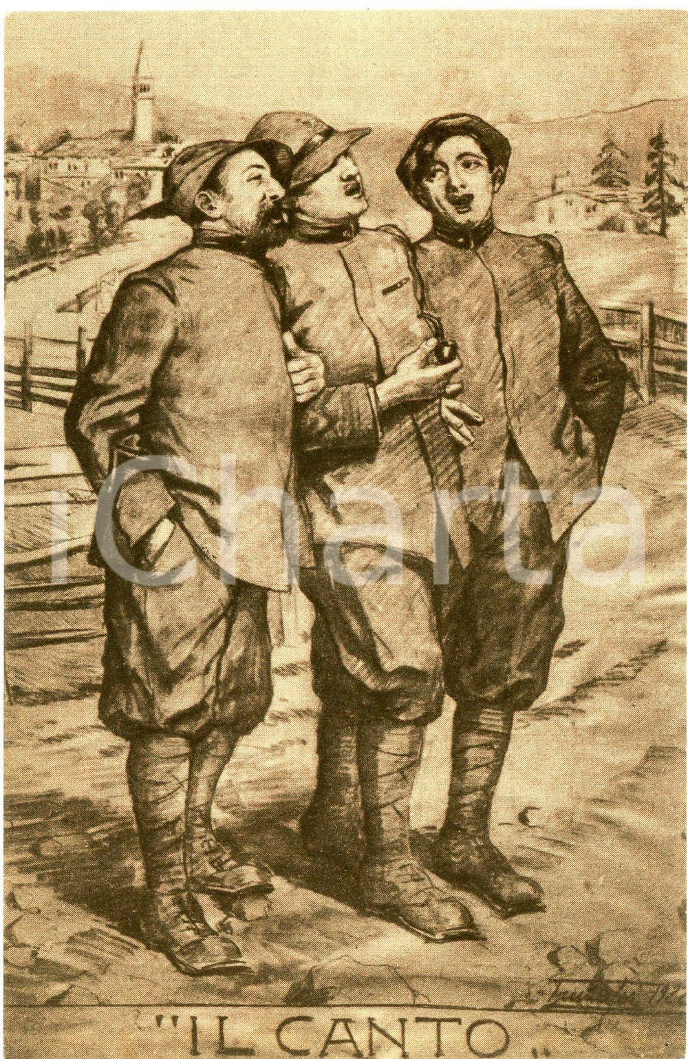 1922 LIGURIA Associazione Nazionale Alpini - Il canto - Cartolina ILLUSTRATA FP  Cartolina postale d'epoca, non viaggiata. FAIR/discreto Lievi smussature agli angoli Formato: FP originale e autentica 1