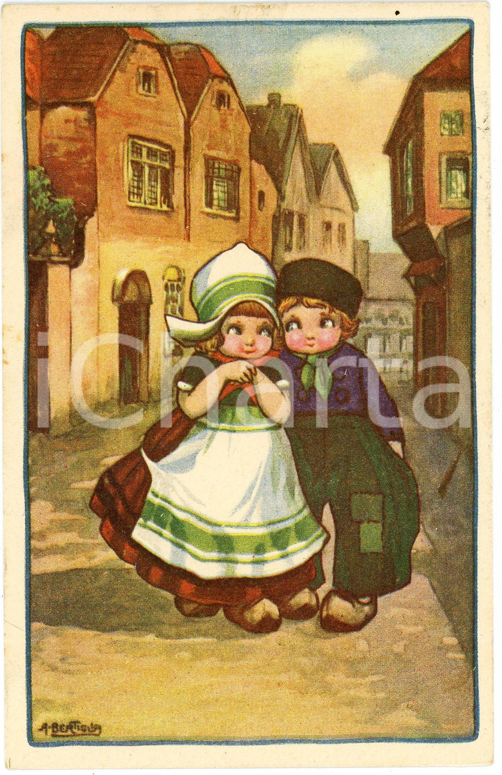 1953 Aurelio BERTIGLIA - OLANDA - Bambini - Innamorati - Cartolina FP VG  Cartolina postale d'epoca, viaggiata. GOOD/buono  Formato: 14x9 cm originale e autentica 1