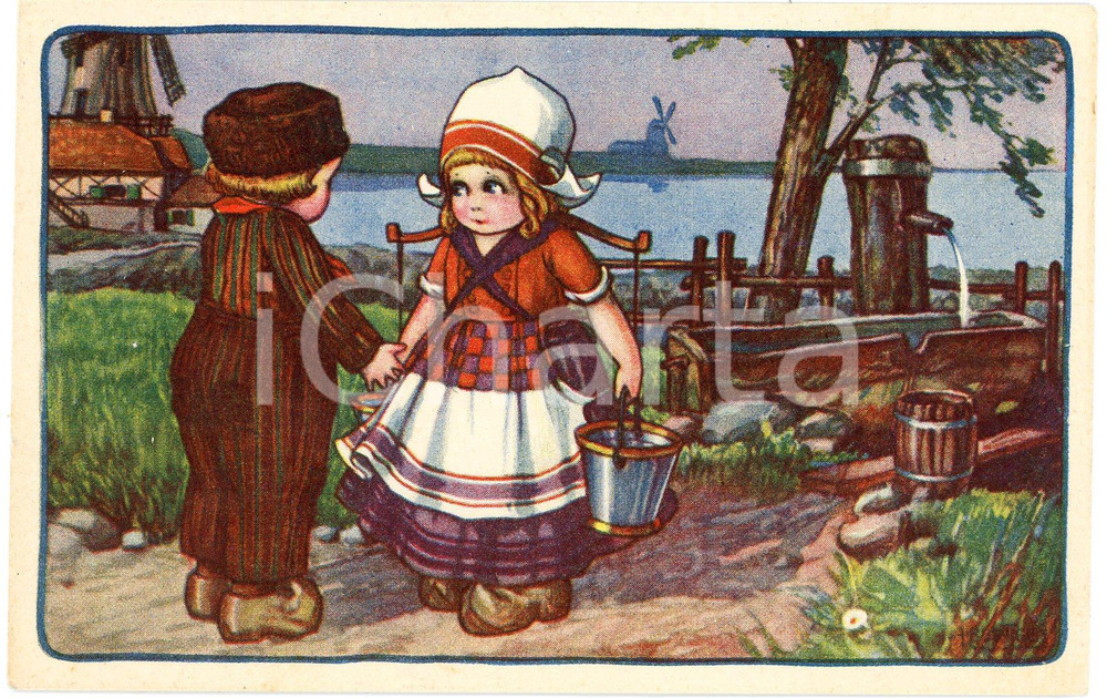 1915 ca Aurelio BERTIGLIA - OLANDA - Bambini - Contadini - Cartolina FP VG  Cartolina postale d'epoca, non viaggiata. GOOD/buono  Formato: 14x9 cm originale e autentica 1