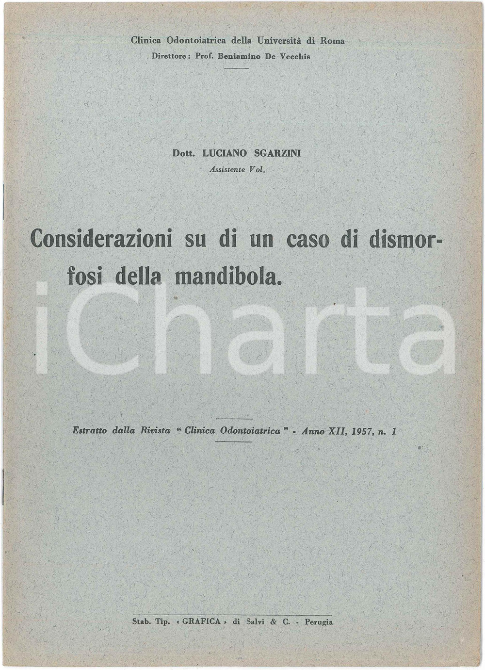 1957 TULLIO Luciano SGARZINI Caso di dismorfosi della mandibola - Estratto