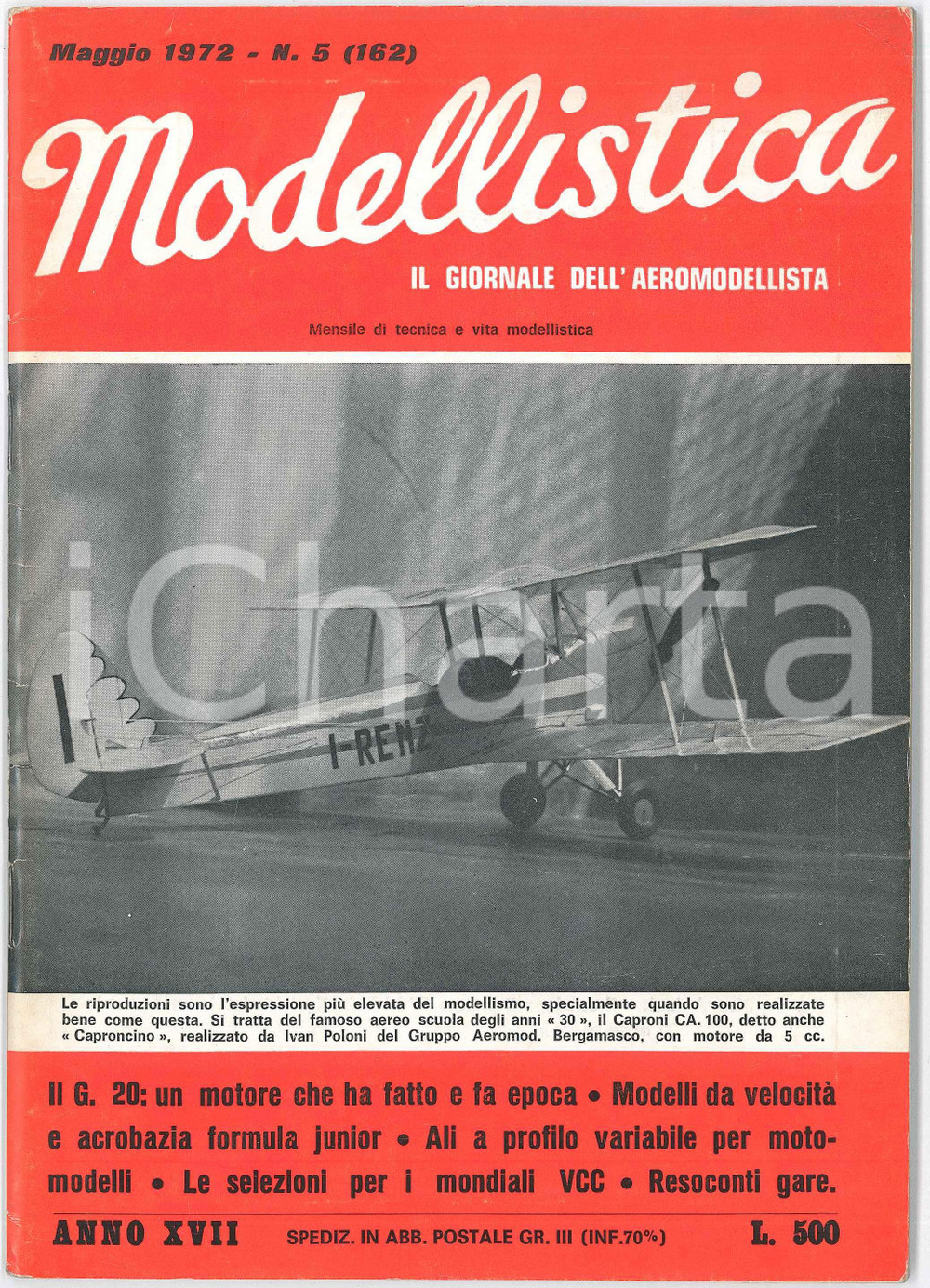 Giornale, rivista storica 1972 MODELLISTICA Motori il G. 20  Campionato italiano COMBAT Rivista nÂ°5 1