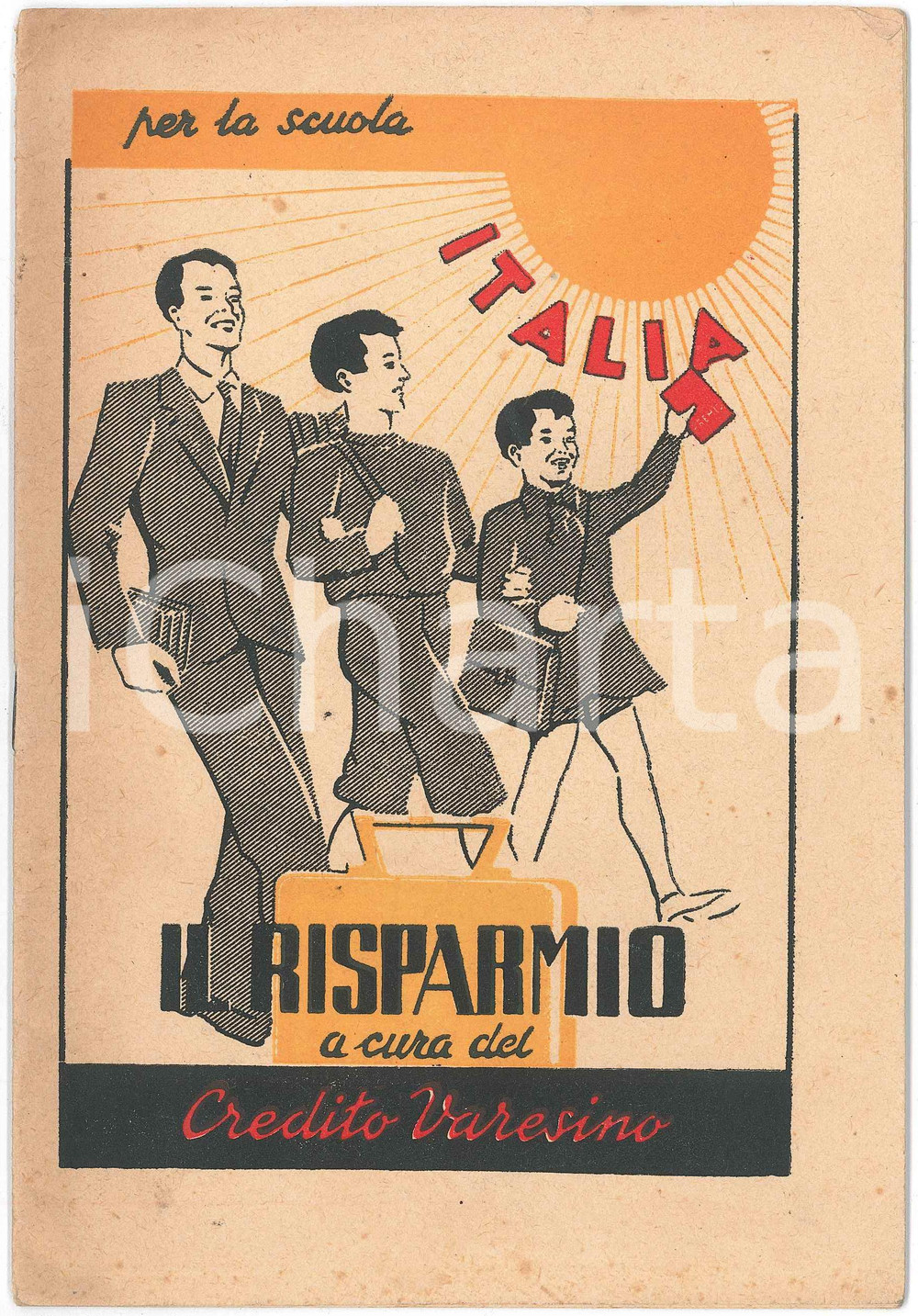1944 CREDITO VARESINO Il Risparmio - Opuscolo scuola elementare ill. BOTTOLI Pubblicazione d'epoca, illustrata.PAGINE: 12 FAIR buone condizioni interne, ma piegature e lievi tracce d'uso in copertina  originale e autentica 1