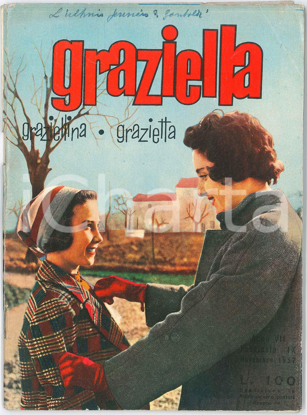 1957 GRAZIELLA - L'ultimo pensiero di Garibaldi *Rivista n. 9 Rivista mensile, illustrata b/n.Anno VII - n.9 FAIR/discreto Piccole piegature angolari in copertina, dorso con alcuni strappi, lievi tracce di umiditÃ  al lato sinistro Formato: 20x15 originale e autentica 1