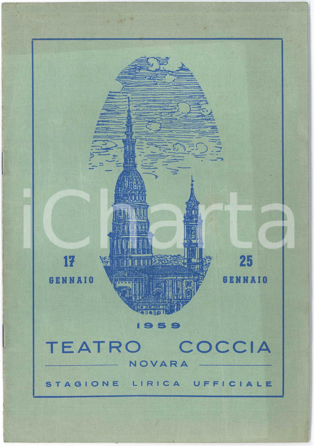 1959 NOVARA Teatro COCCIA - Stagione Lirica Ufficiale - Programma Pubblicazione d'epoca, illustrata.PAGINE: 12 FAIR/discreto buone condizioni interne, ma bruniture in copertina e minimo strappo Formato: 17x24 cm originale e autentica 1