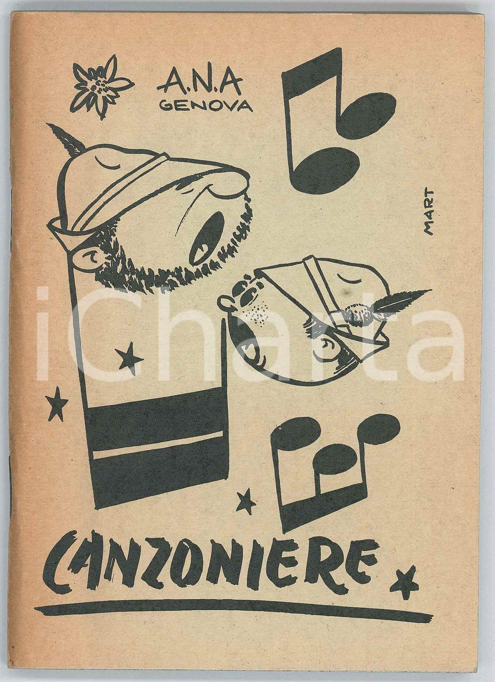1950 ca GENOVA Associazione Nazionale Alpini ANA Canzoniere - Ill- di MART Pubblicazione d'epoca, illustrata.PAGINE: 159 FAIR/discreto Lievi bruniture in copertina Formato: 12x17 cm originale e autentica 1