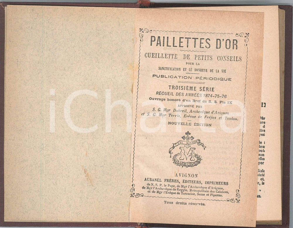 1890 ca Paillettes d'Or - Cueillette de petits conseils - IIIÃ¨me sÃ©rie  Brossura editoriale, con copertina in tela e titoli dorati al dorso.PAGINE: 143EDITORE: Avignon - Aubanel Fr&egrave;res FAIR/discreto buone condizioni interne, ma tracce d'uso al dorso Formato: 10x15 cm originale e autentica 1