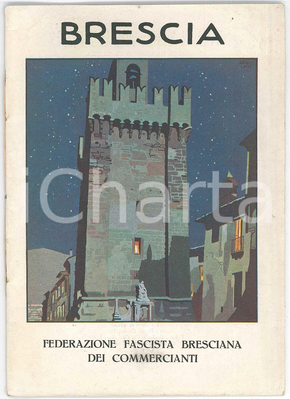 1928 Federazione Fascista Bresciana Commercianti - BRESCIA - Opuscolo ILLUSTRATO Pubblicazione d'epoca.PAGINE: 16 FAIR/discreto lievi piegature angolari Formato: 12x17 cm originale e autentica 1