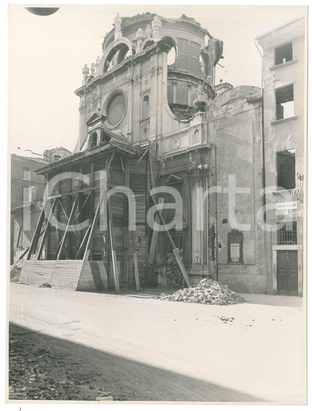 1945 WW2 BRESCIA - Bombardamenti - Chiesa S. Maria dei Miracoli (1) Foto  Fotografia d'epoca.  GOOD/buono  Formato: 18x24 cm originale e autentica 1