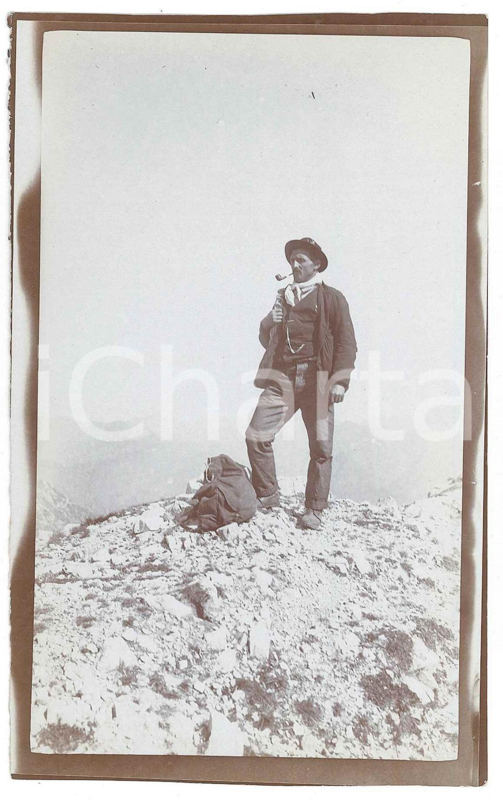 1905 ca Area di MACUGNAGA (VCO) Escursionista al Monte Rosa - Foto 9x15 cm  Fotografia d'epoca. GOOD/buono  Formato: 9x15 cm originale e autentica 1