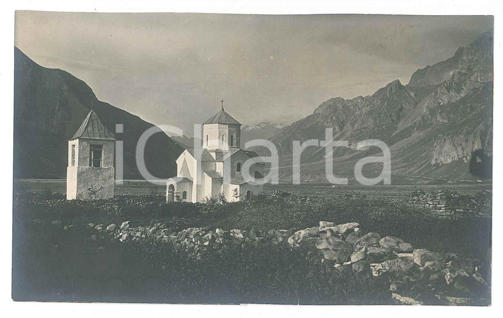 1905 ca ITALIA - ALPI - Chiesa di campagna - Foto VINTAGE 14x8 cm  Fotografia d'epoca. POOR/danneggiato residui cartacei e abrasioni al verso Formato: 14x8 cm originale e autentica 1
