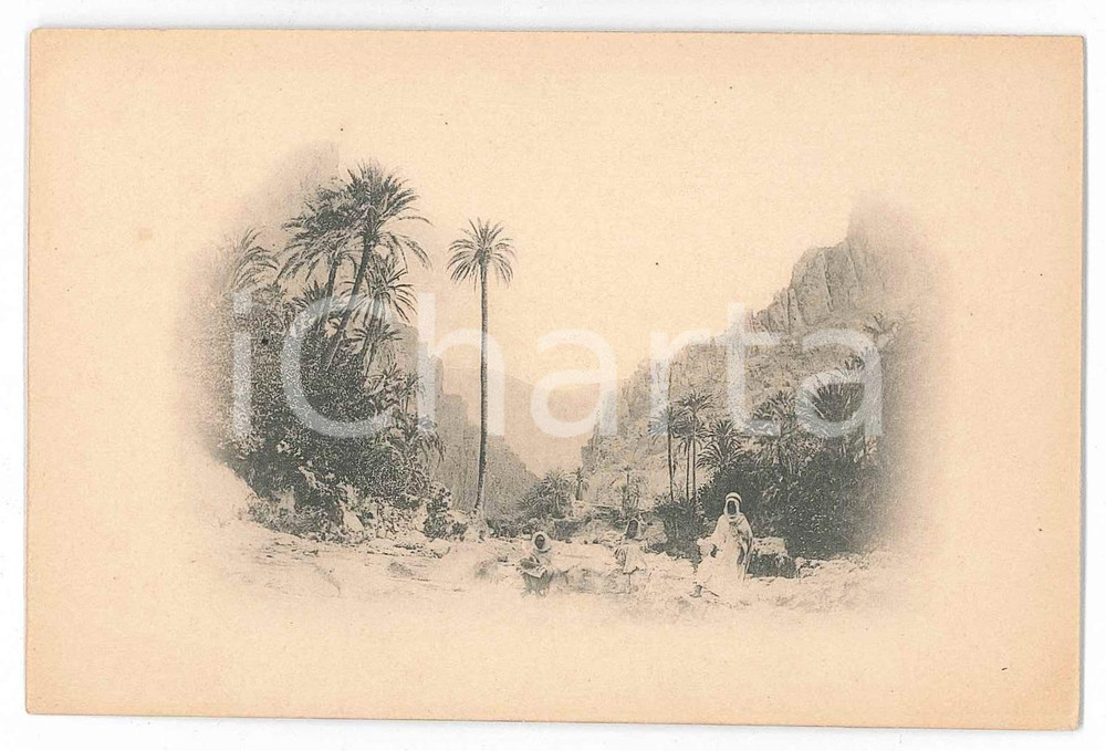 1900 ca COSTUMI - Paesaggio arabo - Veduta - Cartolina 12x8 cm  Cartolina postale d'epoca, priva di divisione al verso. GOOD/buono  Formato: 12x8 cm originale e autentica 1