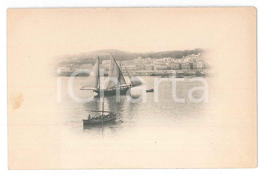 1900 ca FRANCE (?) Veduta di un porto con veliero - Cartolina 12x8 cm  Cartolina postale d'epoca, priva di divisione al verso. GOOD/buono  Formato: 12x8 cm originale e autentica 1