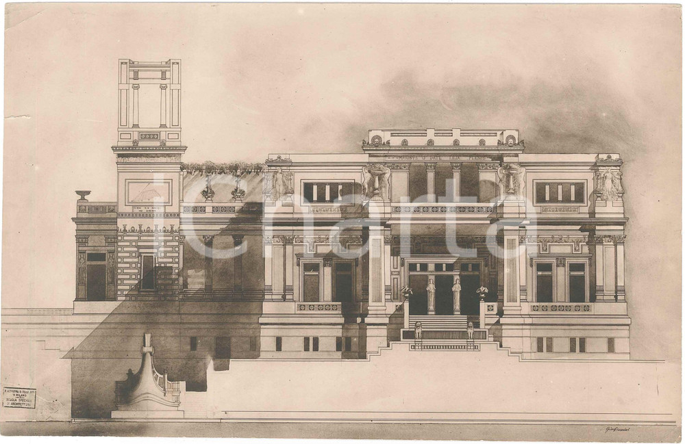 1935 ca Architetto Giovanni CRESCINI - Edificio (2) *AUTOGRAFO su foto progetto Fotografia d'epoca, con dedica autografa dell'architetto al verso.CONDIZIONI: P (piegature angolari; strappo di circa 1 cm al lato sinistro)FORMATO: 26x16 cm     originale e autentica 1