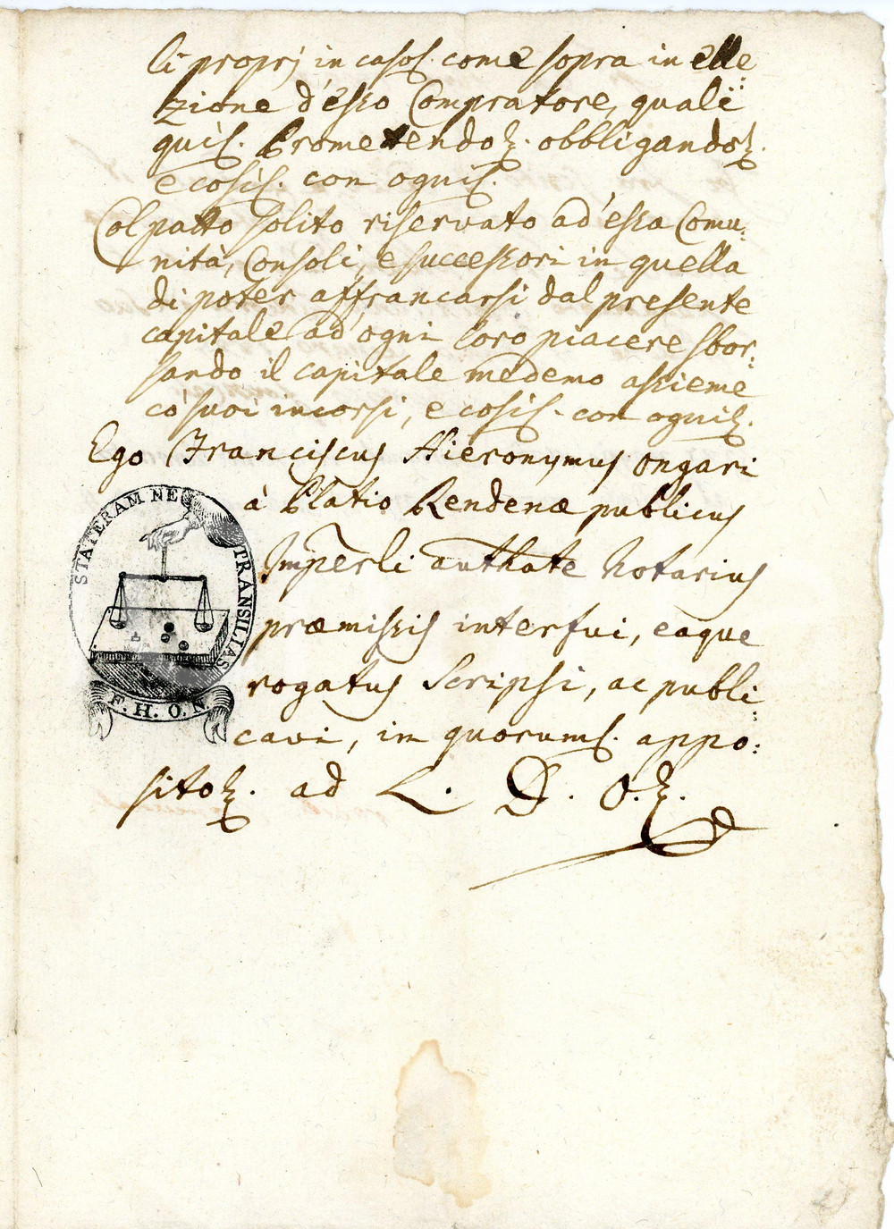 1796 BOCENIGO (TN) La Comunità vende censo a Pietro FRANZELLI *Manoscritto Documento manoscritto, con pregevole tabellionato del notaio Francesco Gerolamo Ongari.PAGINE: 4 FAIR/discreto piegature d'epoca Formato: 15x22 cm originale e autentica 1