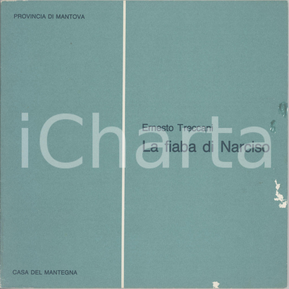 1987 MANTOVA Casa del Mantegna - Ernesto Treccani. La fiaba di Narciso *Catalogo Catalogo illustrato del ciclo pittorico "La fiaba di Narciso" elaborato da Ernesto Treccani e allestito nella Casa del Mategna (Mantova). Brossura editoriale; illustrazioni a colori.EDITORE: Publi Paolini, Mantova.PAGINE: 33 POOR/danneggiato buone condizioni interne, ma abrasioni in copertina e al dorso Formato: 21x21 cm originale e autentica 1