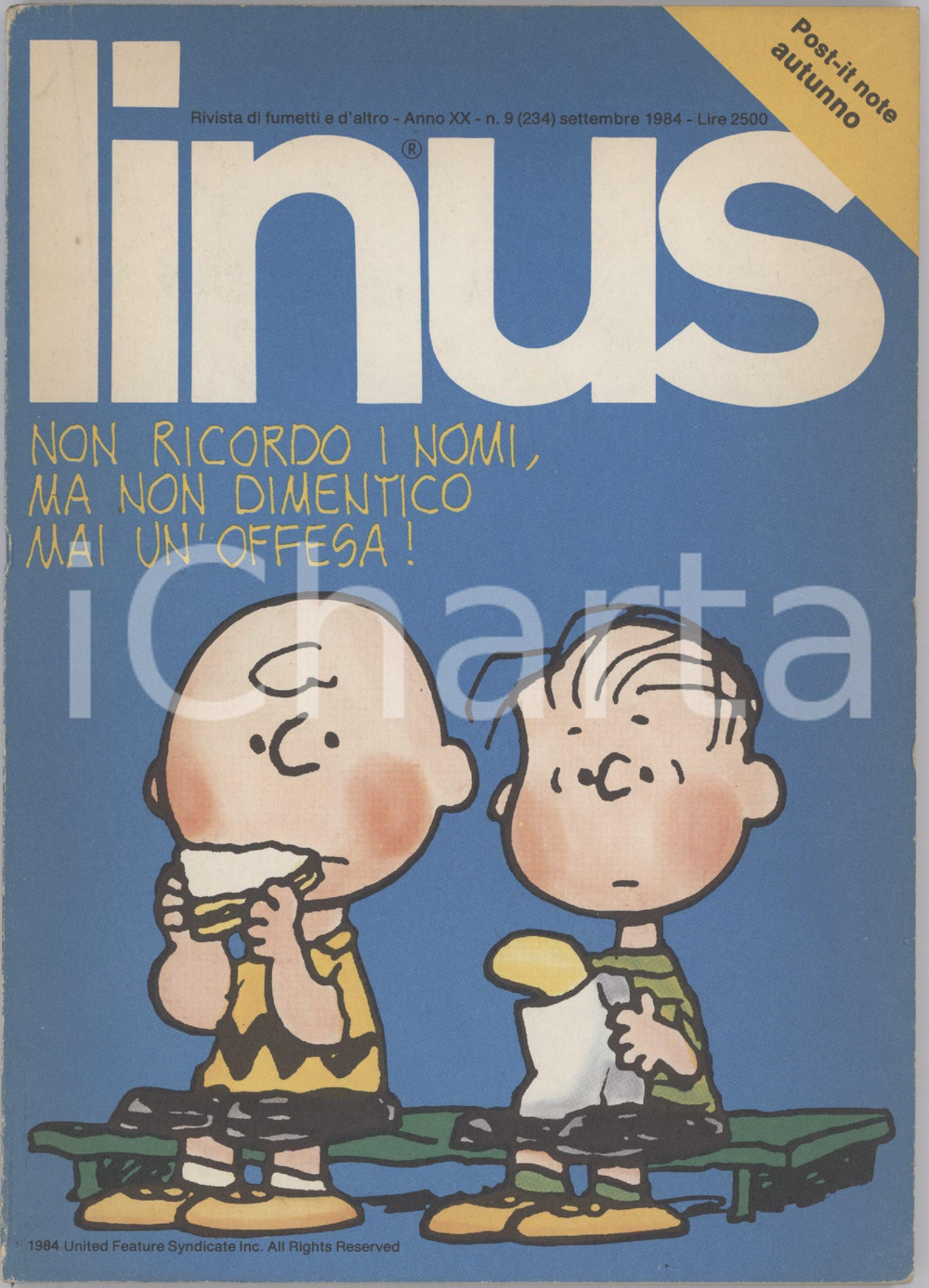 Giornale, rivista storica 1984 LINUS Kang di COPI  Alice di WOLINSKI  Rivista FUMETTI Anno XX n. 9 1