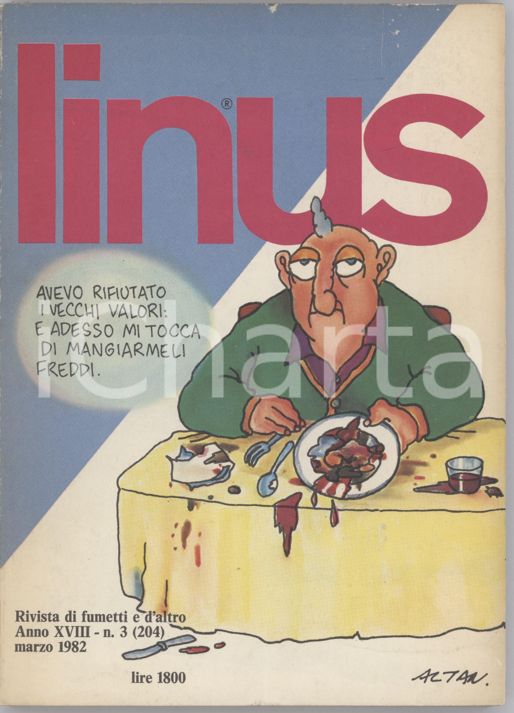 1982 LINUS Grundrisse di PANEBARCO - Made in Germany di CREPAX - Rivista FUMETTI Rivista originale d'epoca, illustrata.Anno XVIII n. 3. PAGINE: 146 FAIR/discreto tracce d'uso; lievi sbrecciature marginali in copertina Formato: 15x21 cm originale e autentica 1