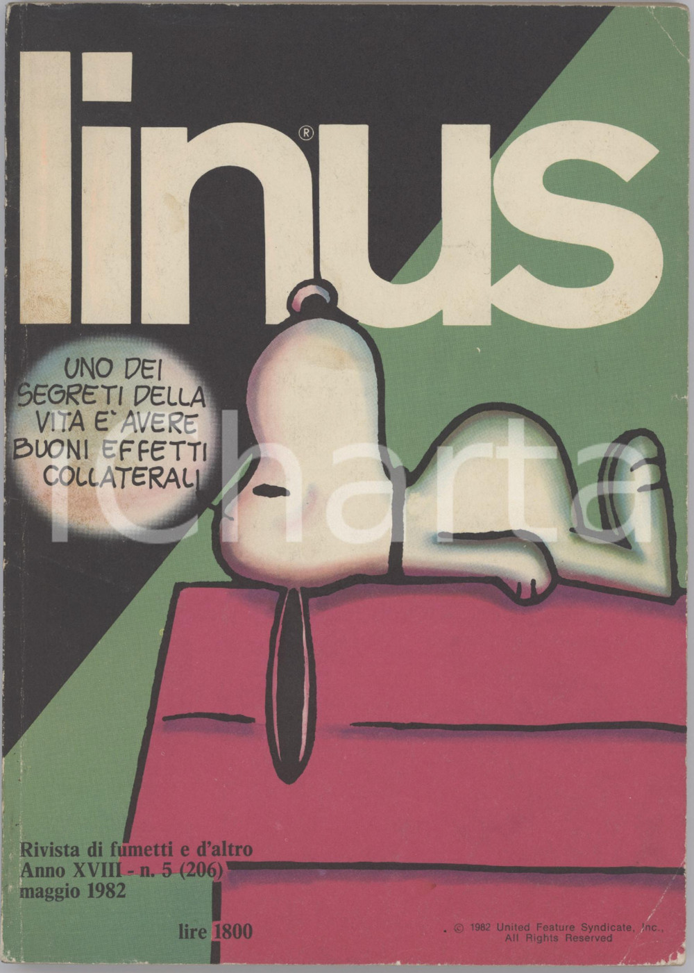 1982 LINUS Girighiz di LUNARI - Made in Germany di CREPAX - Rivista FUMETTI Rivista originale d'epoca, illustrata.Anno XVIII n. 5. PAGINE: 146 FAIR/discreto tracce d'uso; lievi macchie e piegature angolari alla copertina; piccoli strappi al dorso; lieve mancanza in quarta di copertina Formato: 15x21 cm originale e autentica 1