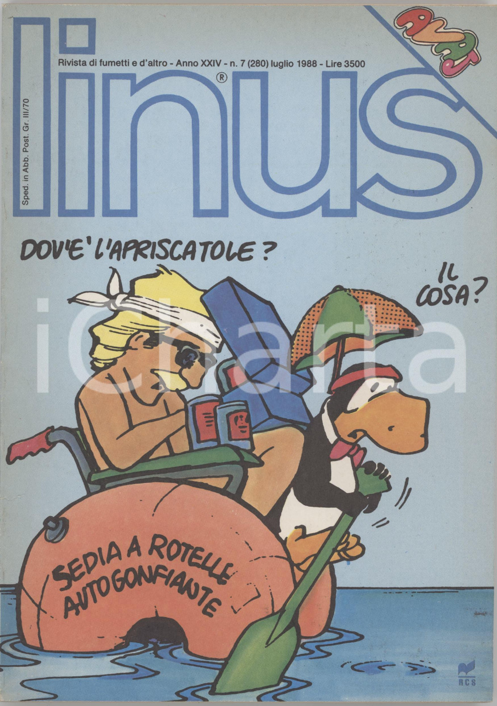 1988 LINUS Il bruco di MATTICCHIO - Agrippine di BRETÃˆCHER - Rivista FUMETTI Rivista originale d'epoca, illustrata.Anno XXIV n.7. PAGINE: 134 GOOD/buono ma tracce d'uso Formato: 15x21 cm originale e autentica 1