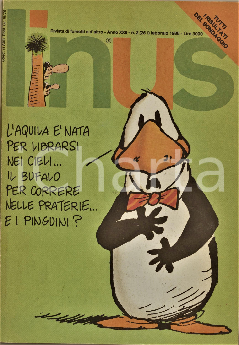 1986 LINUS Doonesbury di TRUDEAU - Bloom County di BREATHED - Rivista FUMETTI Rivista originale d'epoca, illustrata.Anno XXII n. 2. PAGINE: 146 FAIR/discreto ma piccola sbrecciatura al lato inferiore della quarta di copertina Formato: 15x21 cm originale e autentica 1