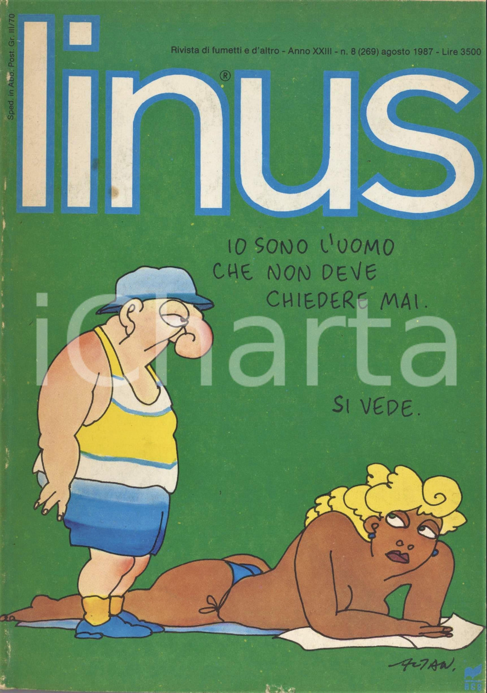 1987 LINUS Bobo di STAINO Jones di MATTICCHIO - Rivista FUMETTI Anno XXIII n. 8 Rivista originale d'epoca, illustrata.PAGINE: 145 FAIR/discreto ma tracce d'uso; piccola sbrecciatura al lato inferiore Formato: 15x21 cm originale e autentica 1