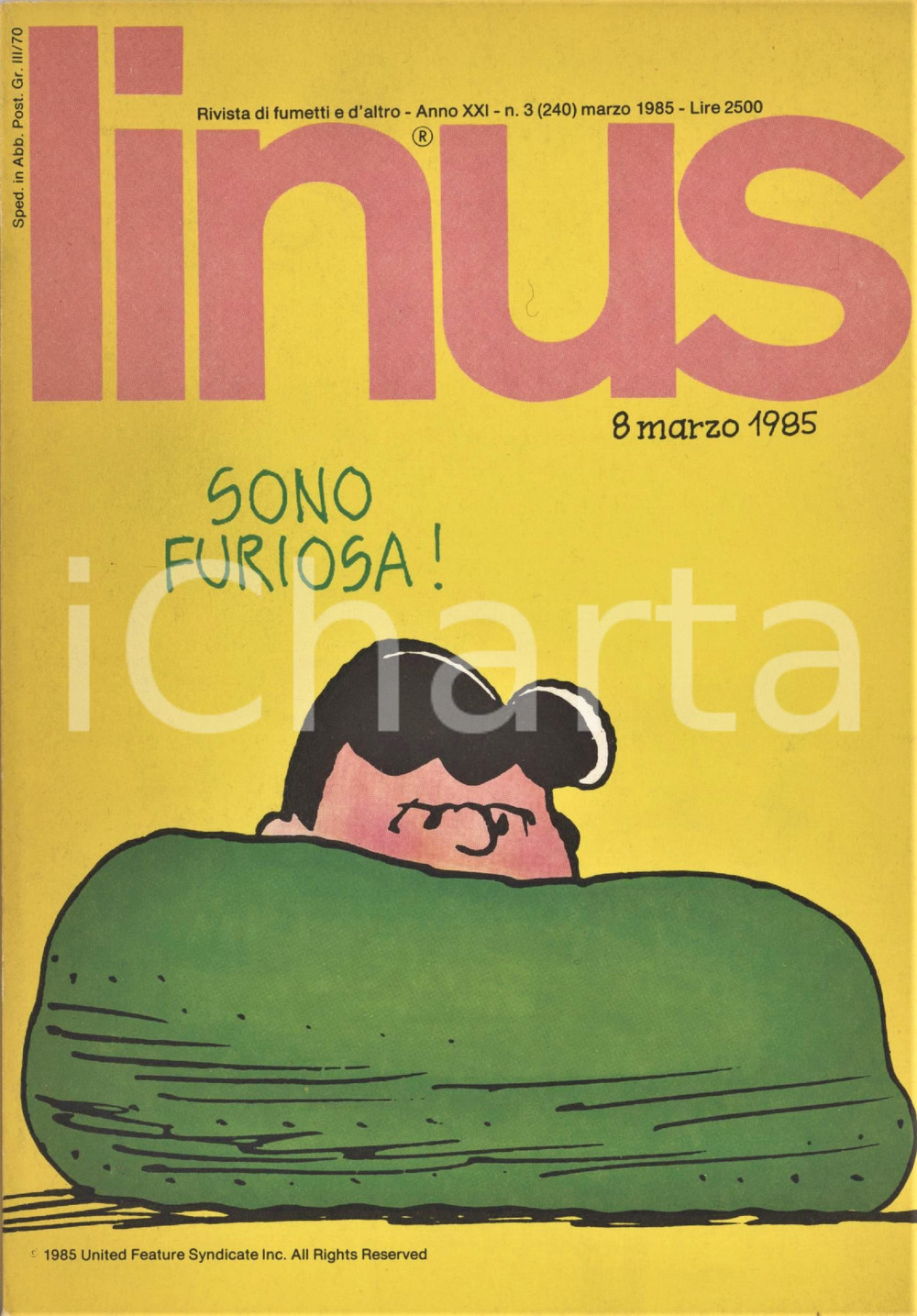 1985 LINUS Girighiz di LUNARI - Donna Celeste di CALLIGARO - Rivista FUMETTI Rivista originale d'epoca, illustrata.Anno XXI n. 3.PAGINE: 144 GOOD/buono  Formato: 15x21 cm originale e autentica 1