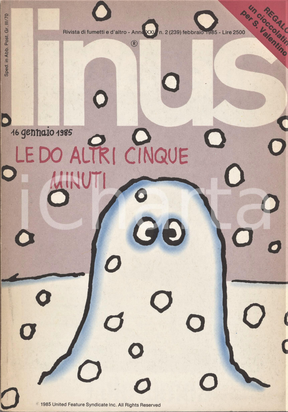 Giornale, rivista storica 1985 LINUS Madame Inquieta di JEZEK & ZANUTTINI  Kang di COPI  Rivista FUMETTI 1