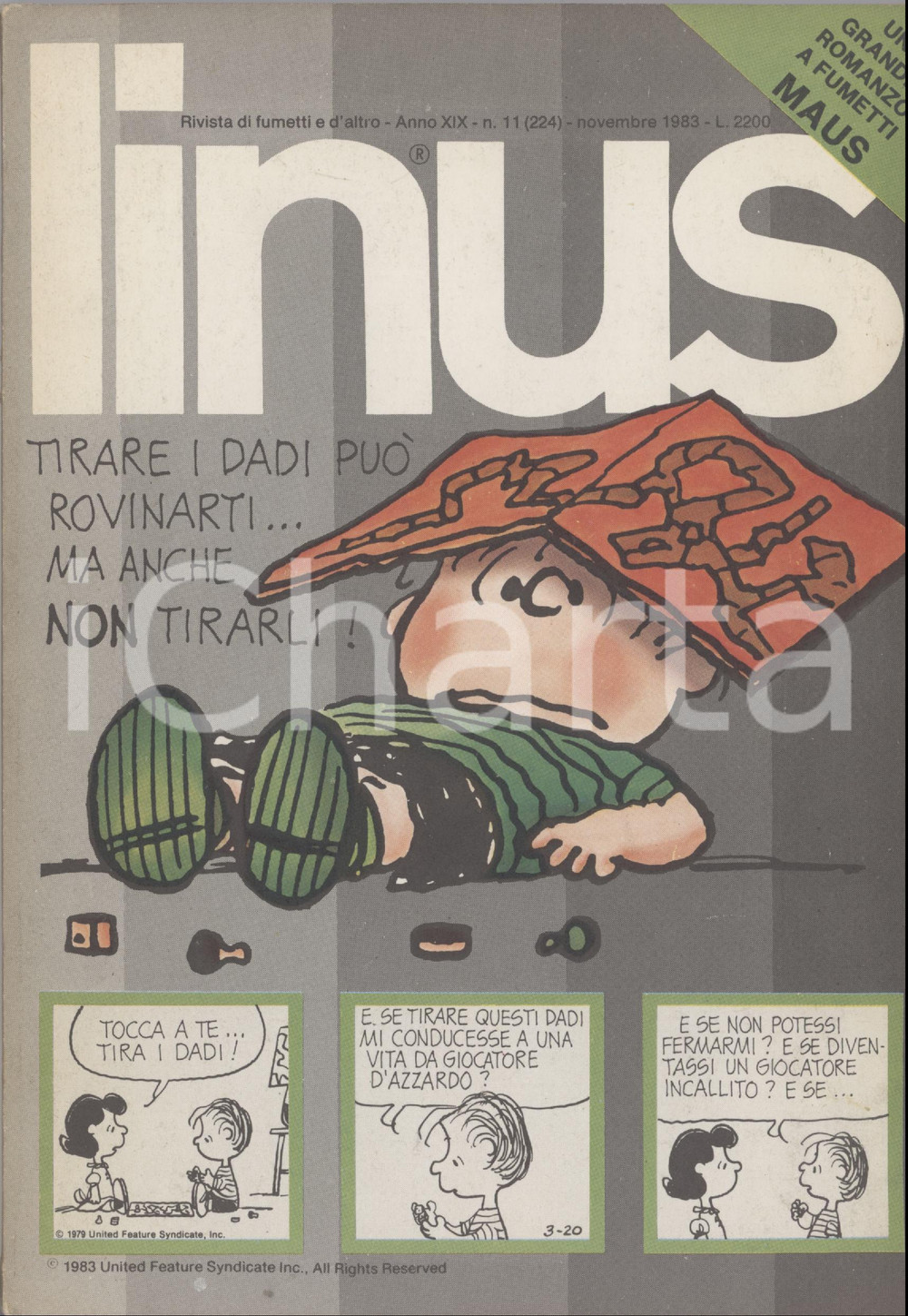 1983 LINUS Bobo di STAINO - Il destino di Monique di BRETÃ‰CHER - Rivista FUMETTI Rivista originale d'epoca, illustrata.Anno XIX n. 11. PAGINE: 146 GOOD/buono ma piccolo strappo al dorso Formato: 15x21 cm originale e autentica 1