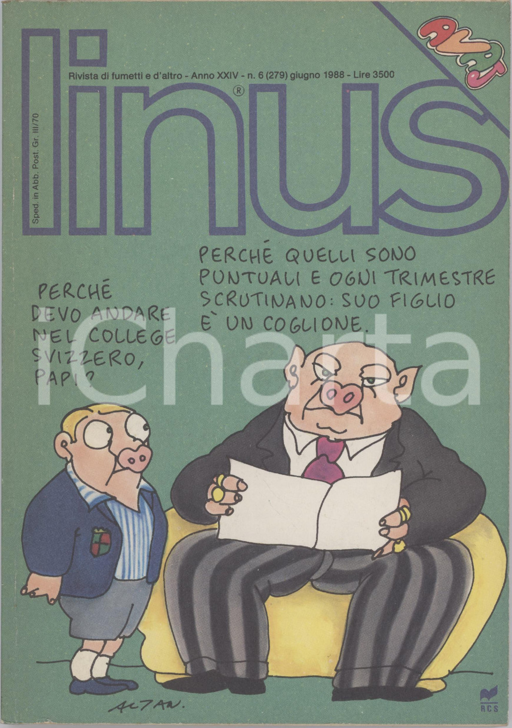 Giornale, rivista storica 1988 LINUS Testimone oculare di MARAMOTTI Consigli di ELLEKAPPA Rivista FUMETTI 1