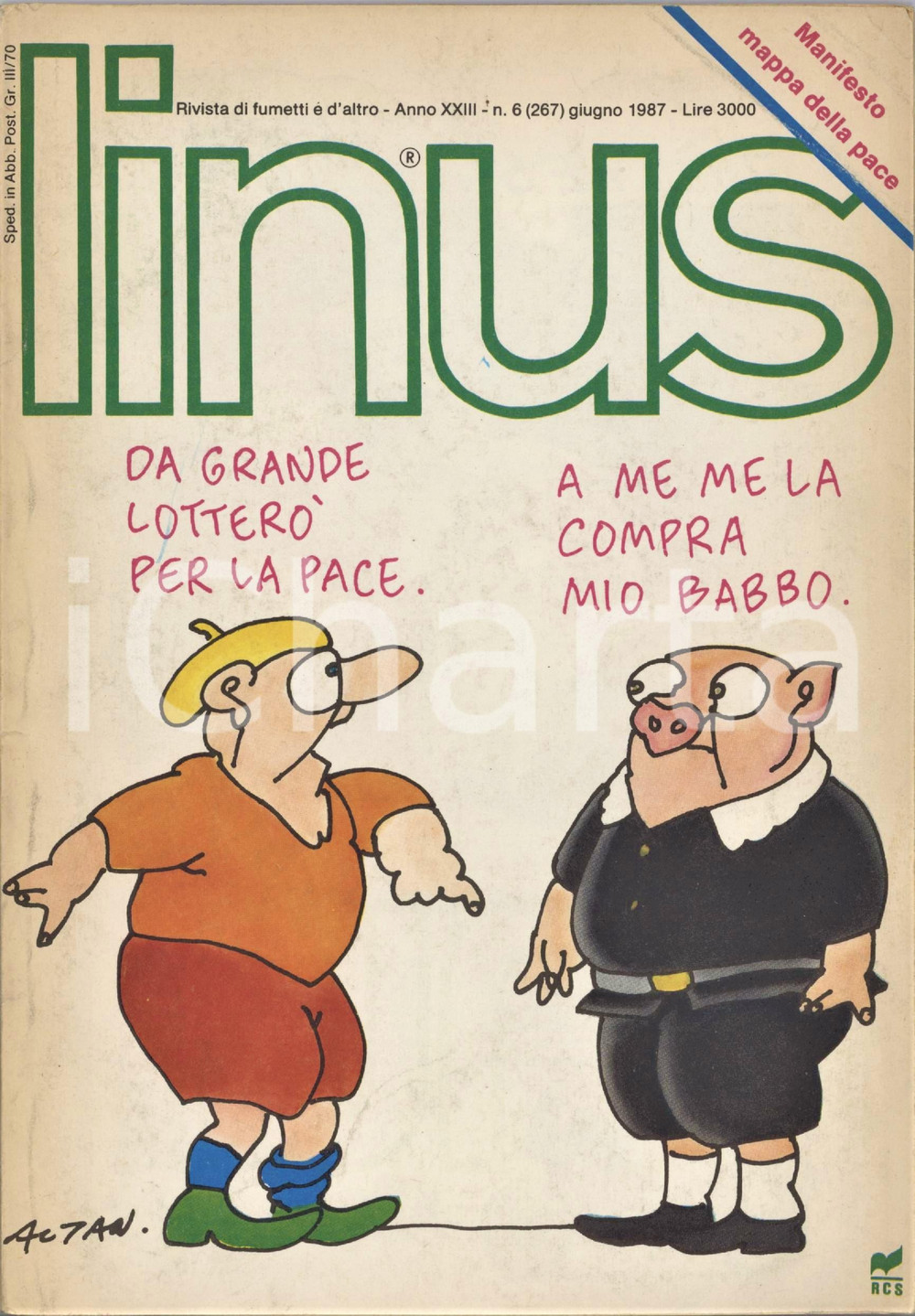 1987 LINUS Missing di PANEBARCO - Birdwatching di LUNARI - Rivista FUMETTI Rivista originale d'epoca, illustrata.Anno XXIII n. 6. PAGINE: 130 FAIR/discreto ma tracce d'uso; piegature angolari in copertina; tracce a pastello all'ultima pagina Formato: 15x21 cm originale e autentica 1