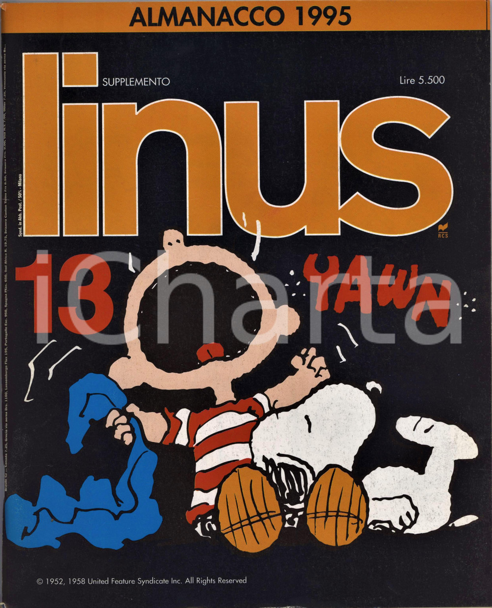 Giornale, rivista storica 1995 LINUS Peanuts di SCHULZ  Doonesbury di TRUDEAU  Almanacco Supplemento 1