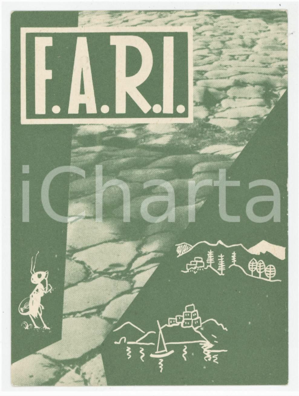 1955 ca ROMA - F.A.R.I. Federazione Attività Ricreative Italiane - Tessera 7x10 Tessera d'epoca.  FAIR/discreto Lievi smussature agli angoli Formato: 7x10 cm originale e autentica 1