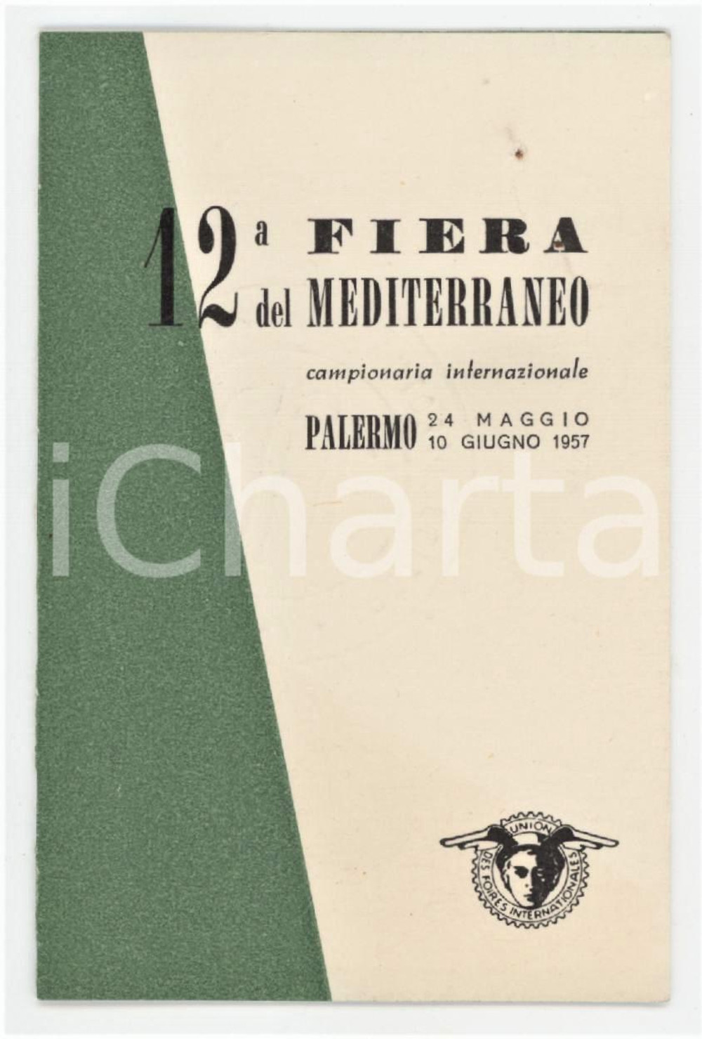 1957 PALERMO 12^ Fiera del Mediterraneo - Tessera Direttore Ente Turismo ANCONA Tessera d'epoca. FAIR/discreto Forellino al recto Formato: 6x10 cm originale e autentica 1