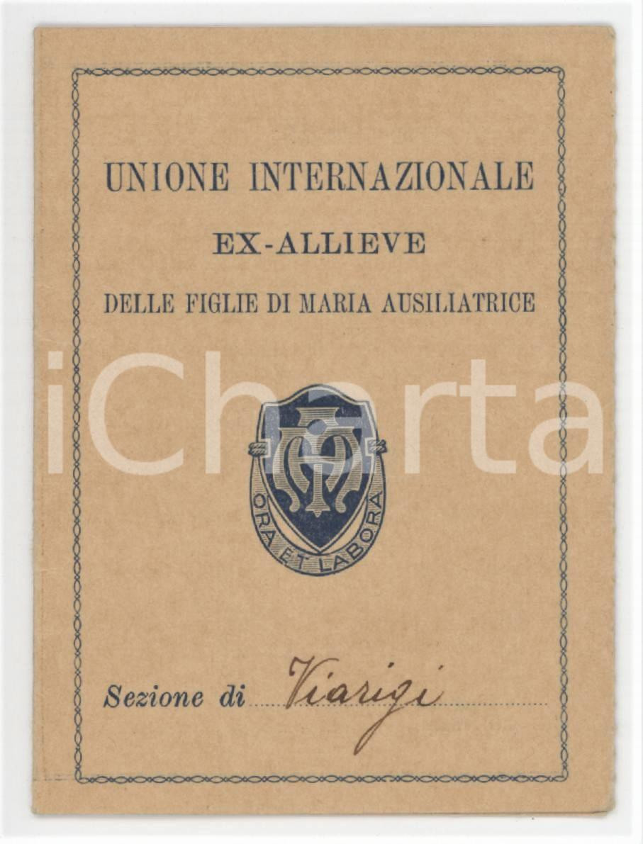 1948 VIARIGI Unione ex allieve delle Figlie di Maria Ausiliatrice - Tessera 7x9 Tessera d'epoca. FAIR/discreto Macchie al margine destro Formato: 7x9 cm originale e autentica 1