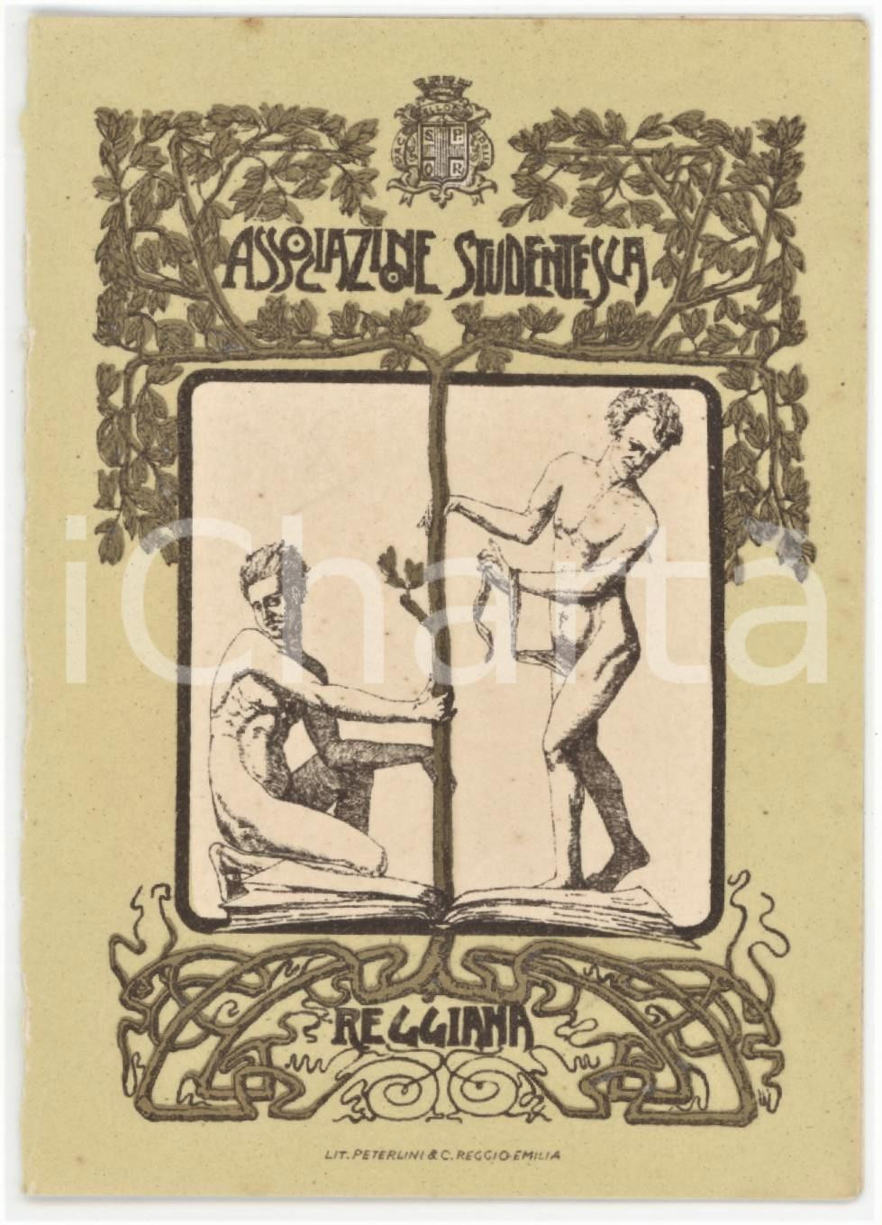 1930 ca REGGIO EMILIA Associazione studentesca reggiana - Tessera 7x11 cm Tessera d'epoca.  FAIR/discreto Lievi abrasioni alla piegatura Formato: 7x11 cm originale e autentica 1