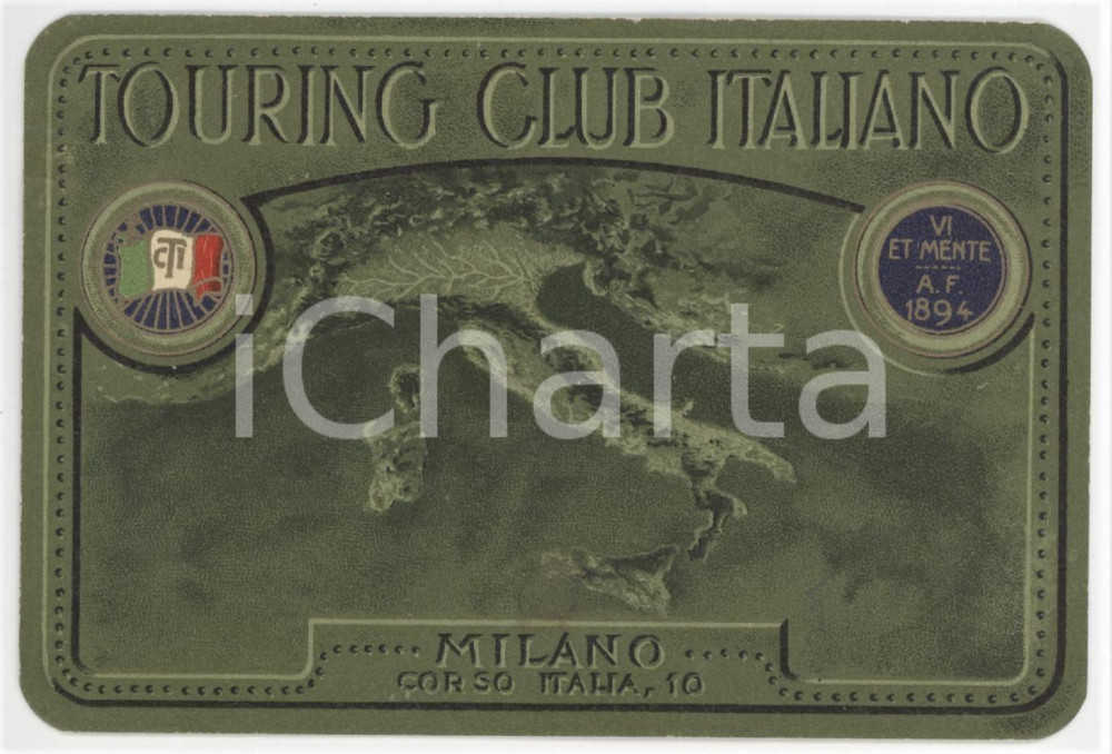 1937 BOLOGNA - TCI Touring Club Italiano - Tessera 11x7 cm Tessera d'epoca.  FAIR/discreto Lievi increspatura al margine sinistro Formato: 11x7 cm originale e autentica 1