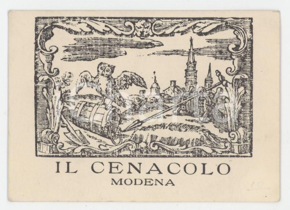 1958 MODENA Associazione Il Cenacolo - Tessera 10x7 cm Tessera d'epoca.  FAIR/discreto Lievi smussature agli angoli Formato: 10x7 cm originale e autentica 1