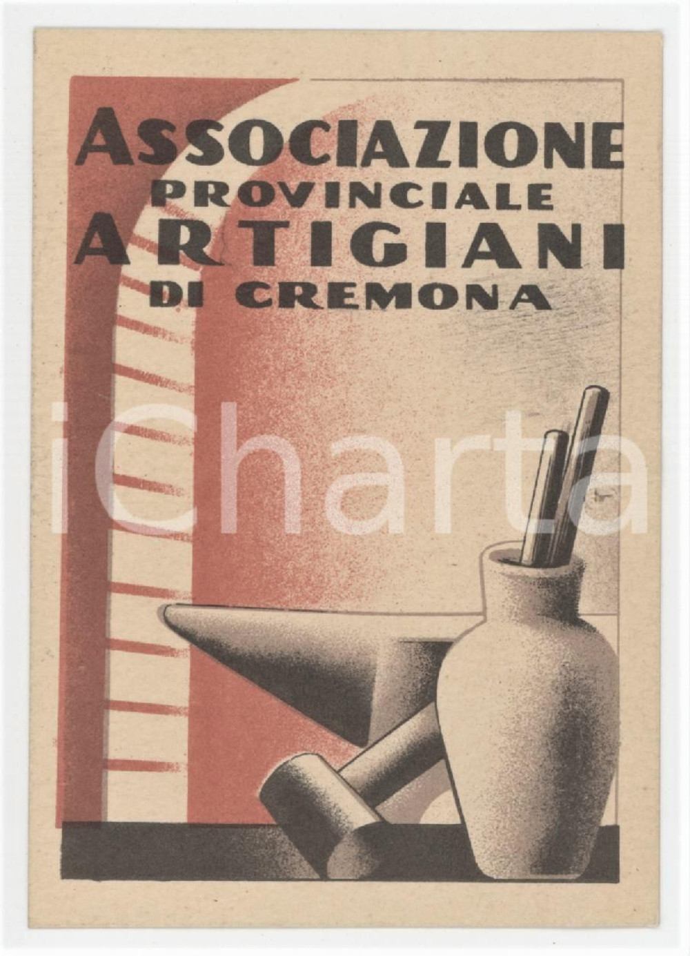 1948 CREMA Associazione provinciale artigiani di CREMONA Tessera 7x10 cm Tessera d'epoca.  POOR/danneggiato Piegatura e foro al margine destro Formato: 7x10 cm originale e autentica 1