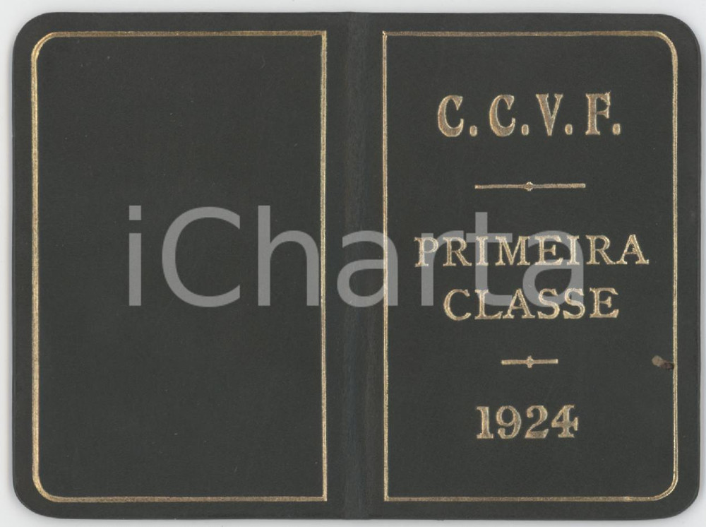 1924 PORTUGAL - CCVF Passe livre conceido ao snr. VISCONDE DE MORAIS 7x10 cm Tessera d'epoca.  FAIR/discreto Foro in copertina Formato: 5x7 cm originale e autentica 1