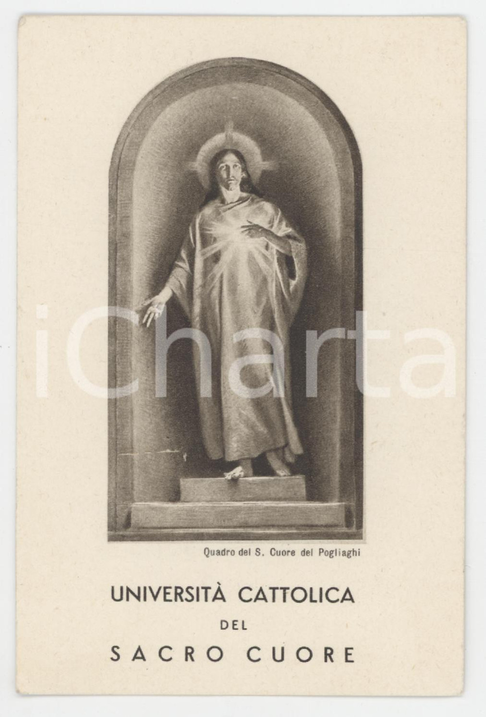 1957 MILANO Università Cattolica Sacro Cuore - Tessera Amici Defunti 8x12 cm Tessera d'epoca.  FAIR/discreto Lievi smussature agli angoli Formato: 8x12 cm originale e autentica 1