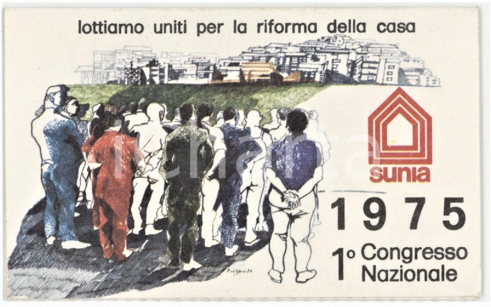 1975 SUNIA Sezione di TRIESTES Tessera del I° Congresso Nazionale 10x6 cm Tessera d'epoca.  FAIR/discreto Lievi smussature agli angoli Formato: 10x6 cm originale e autentica 1