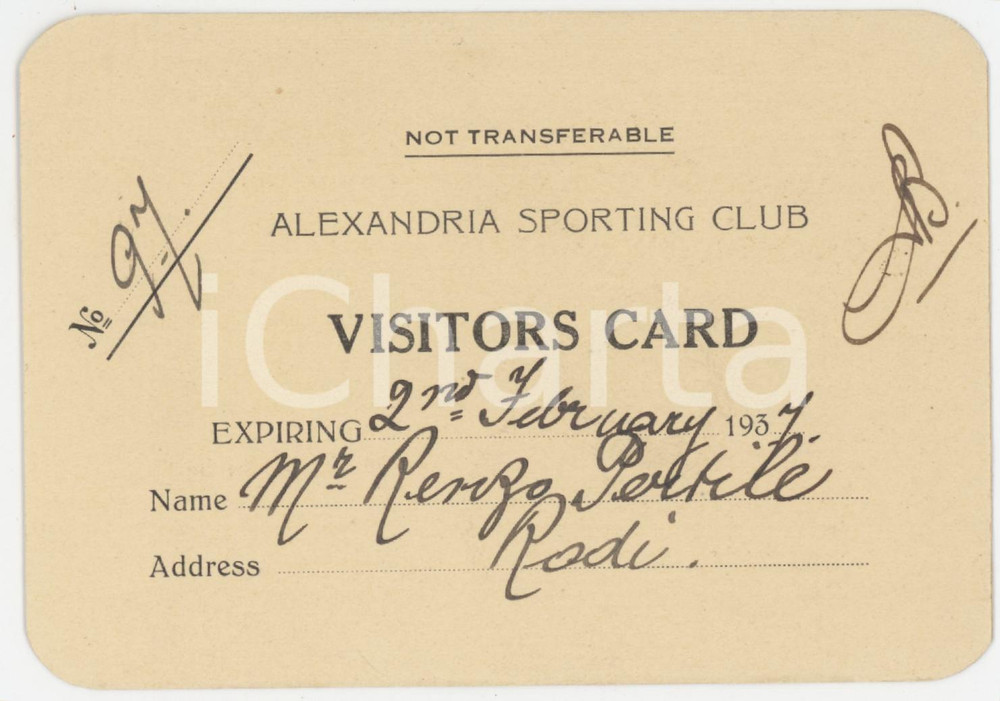 1937 GREECE Alexandria Sporting Club - Visitors card 12x8 cm